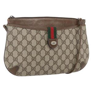 Authentic GUCCI GG Supreme Web Sherry Line Bag PVC Beige Gold 904 02 026